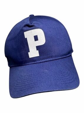 Vintage Letter‎ P Screen Printed Snapback Hat Blue White Unisex Baseball Cap